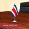 G128 Costa Rica Costa Rican Deluxe Desk Flag Set | 8.5x5.5 In | Printed 300D Polyester, with Silver Dome and Base, 15" Metal Pole, Decorations For Office, Home and Festival Events Celebration